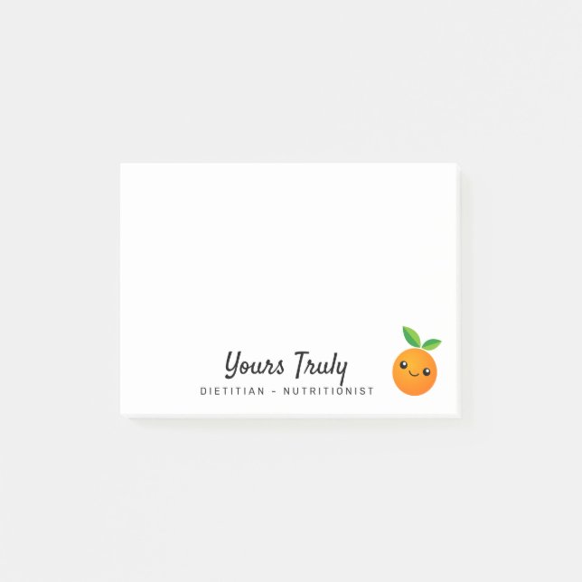 Personalized cute orange fruit cartoon dietician post-it notes (Front)