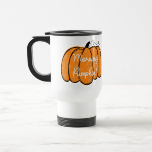 Personalized Cute Orange Good Morning Pumpkin Travel Mug