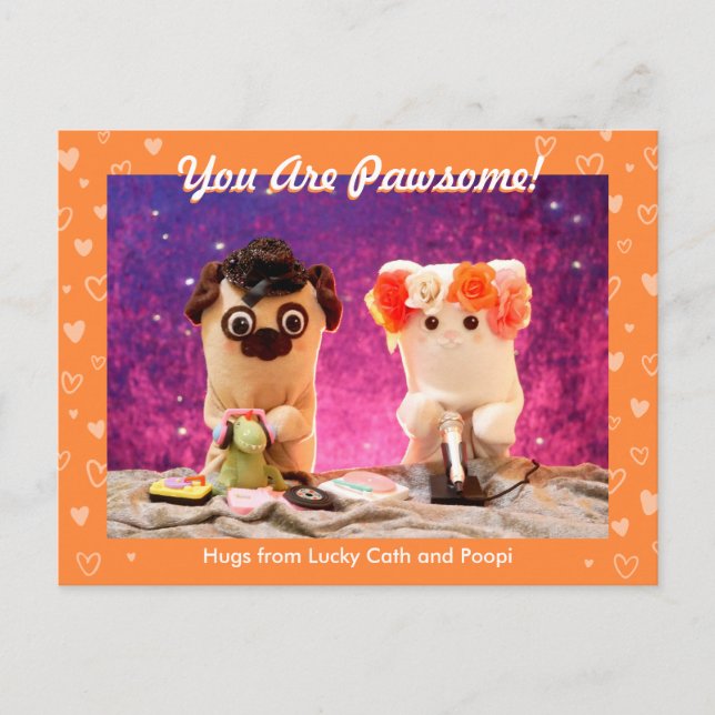 Personalized Cute Orange Stylish Hearts Photo Postcard (Front)