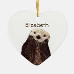 Personalized Cute Otter drawing Ceramic Ornament