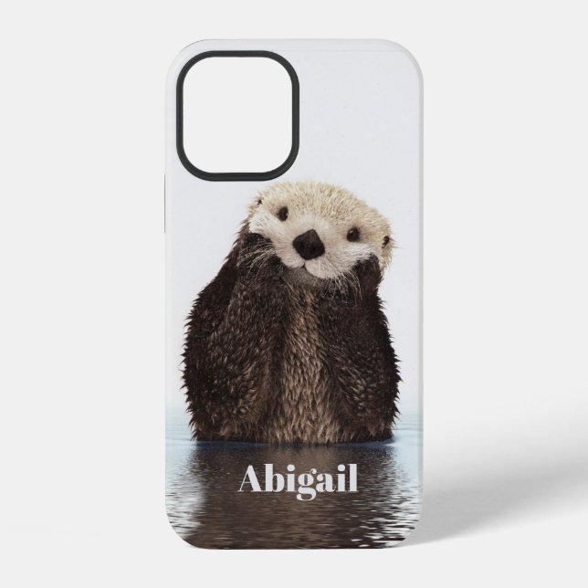Personalized Cute Otter Drawing iPhone Case (Back)