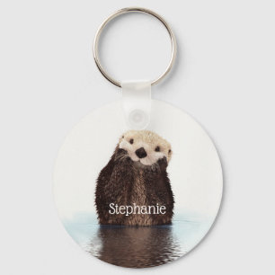 Personalized Cute Otter in Water Keychain