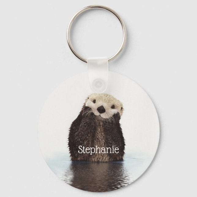 Personalized Cute Otter in Water Keychain (Front)