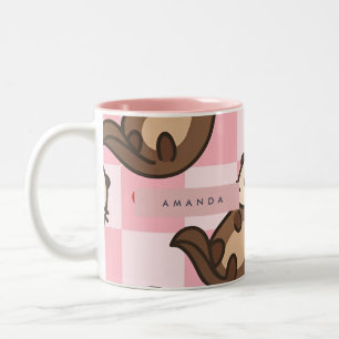 Personalized Cute Otter Love with Heart Pattern Two-Tone Coffee Mug
