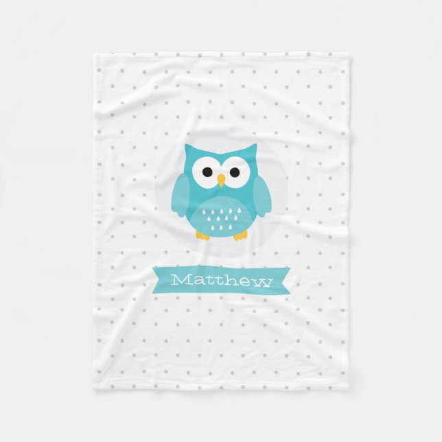 Personalized Cute Owl Fleece Blanket (Front)