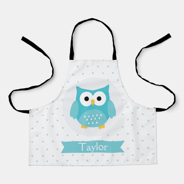 Personalized Cute Owl Kids Apron (Front)