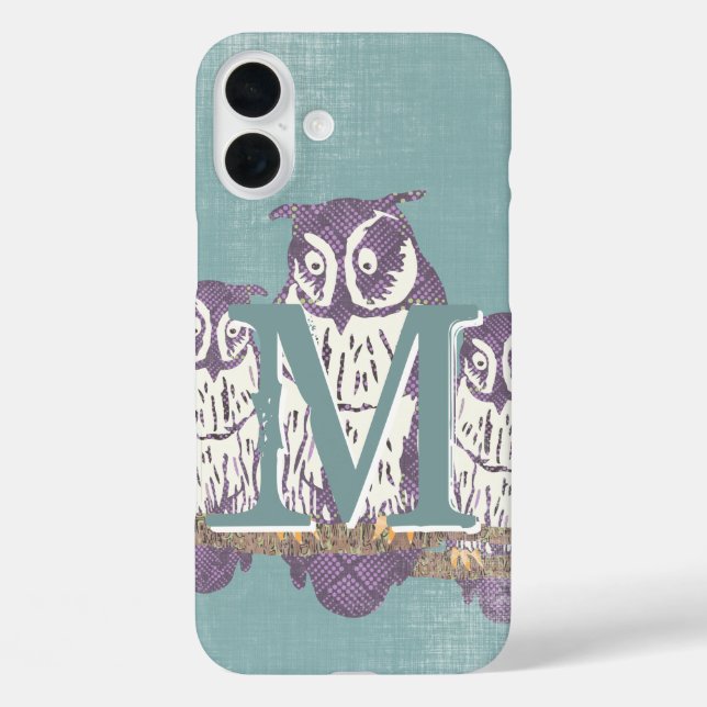 Personalized Cute Owl Monogram Case-Mate iPhone Case (Back)