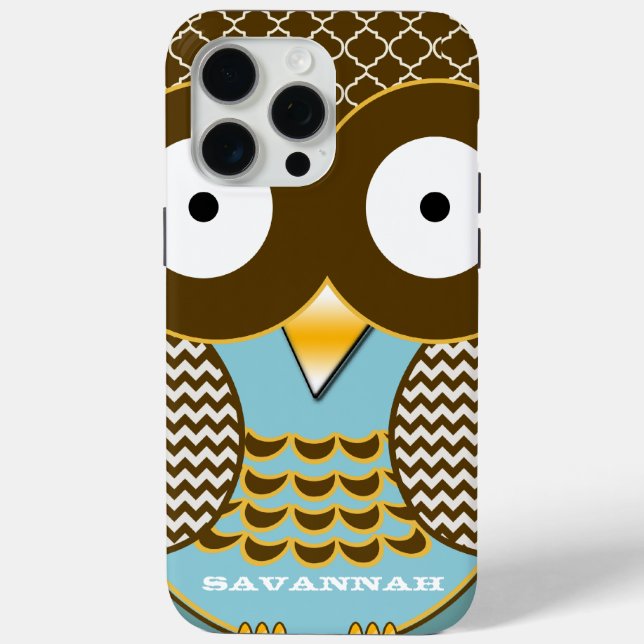 Personalized Cute Owl Moorish Tile and Zig Zag Case-Mate iPhone Case (Back)