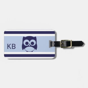 Personalized Cute Owl Pattern Navy Blue Luggage Tag