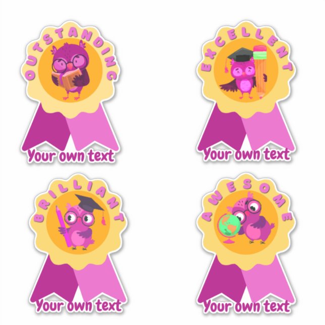 Personalized Cute Owl Teacher Reward Stickers (Front)