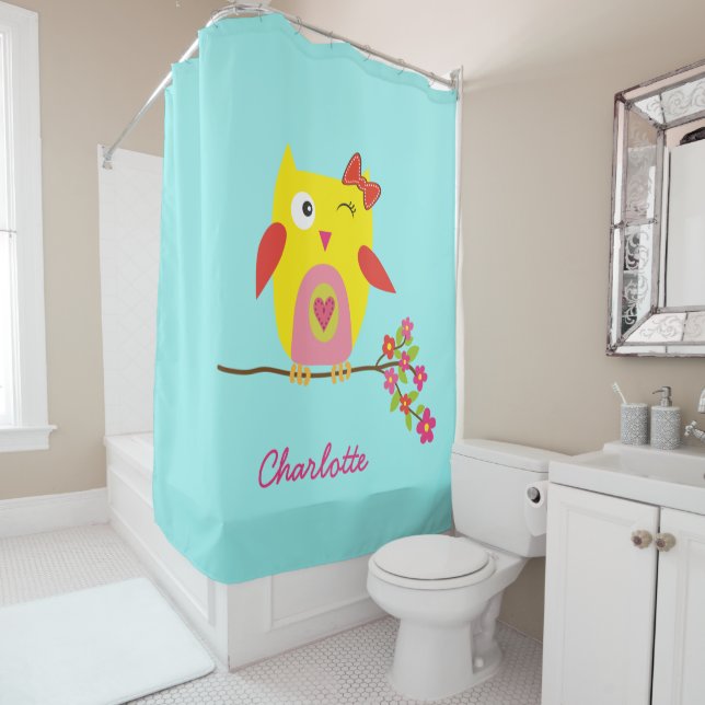 Personalized Cute Owl Yellow Pink Illustration (In Situ)