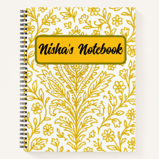 Personalized Cute Paisley Floral Print Notebook