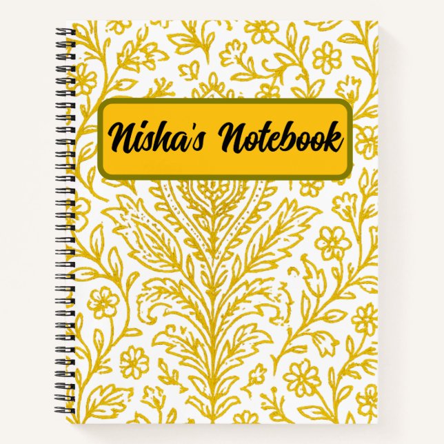 Personalized Cute Paisley Floral Print Notebook (Front)