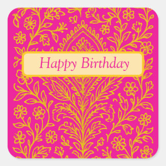 Personalized Cute Paisley Floral Print Notebook Square Sticker