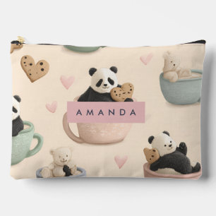 Personalized Cute Panda and Bear Pattern Accessory Pouch