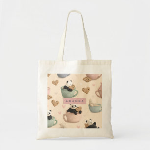 Personalized Cute Panda and Bear Pattern Tote Bag