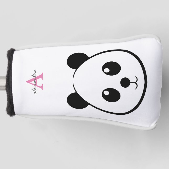Personalized  Cute Panda Bear with Custom Monogram Golf Head Cover (Front)