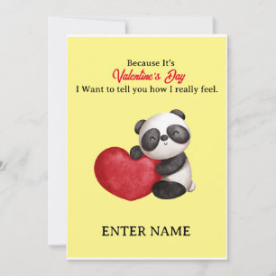 Personalized Cute Panda Because It's Valentine Holiday Card