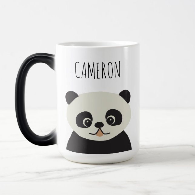 Personalized Cute panda cartoon black and white Magic Mug (Left)