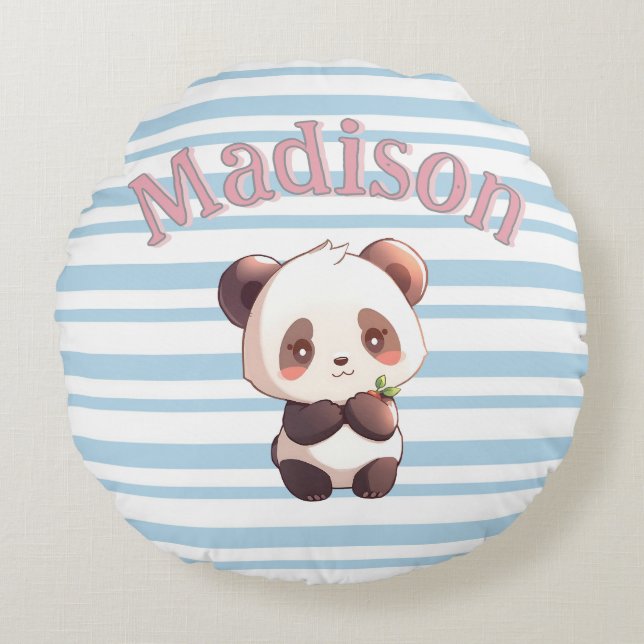 Personalized Cute Panda Round Pillow (Front)