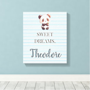 Personalized Cute Panda Sweet Dreams Canvas Print