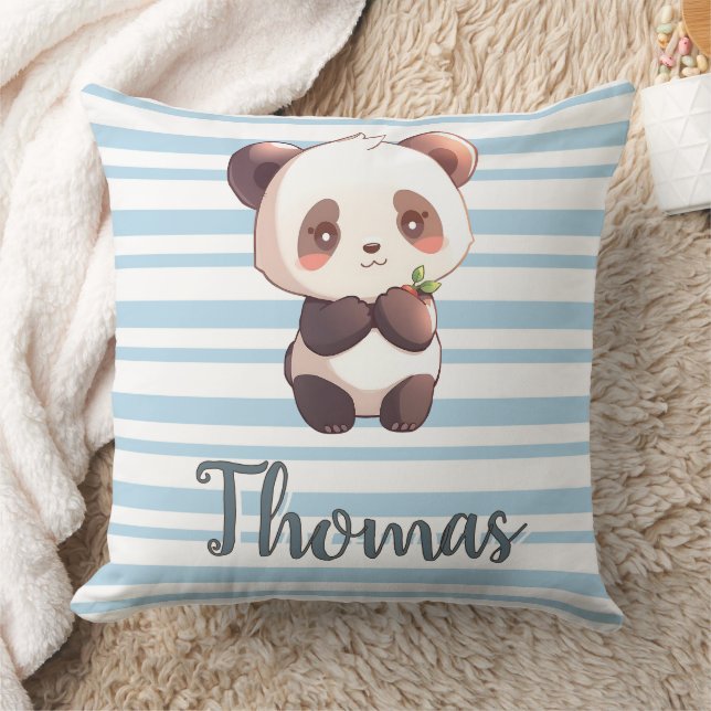 Personalized Cute Panda Throw Pillow (Blanket)