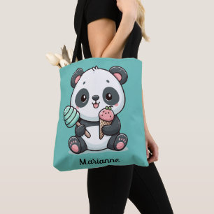Personalized cute panda tote bag
