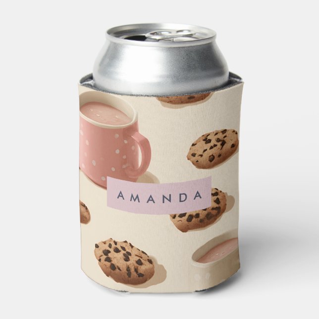 Personalized Cute Pastel Cookies & Milk    Can Cooler (Can Front)
