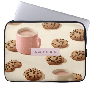 Personalized Cute Pastel Cookies & Milk Laptop Sleeve