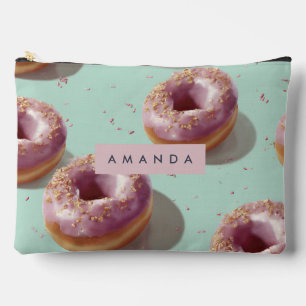 Personalized Cute Pastel Doughnuts & Sprinkles  Accessory Pouch