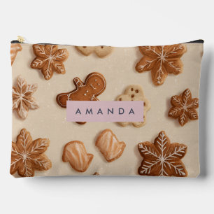 Personalized Cute Pastel Gingerbread Cookie Accessory Pouch