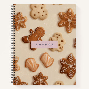Personalized Cute Pastel Gingerbread Cookie Notebook
