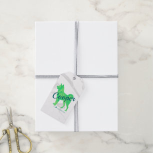 Personalized Cute Pastel Green Color Shiba Inu Dog Gift Tags
