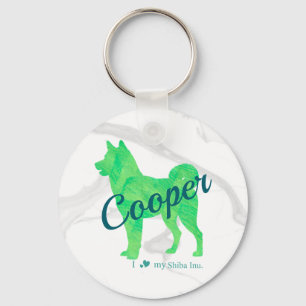 Personalized Cute Pastel Green Shiba Inu - Dog Keychain