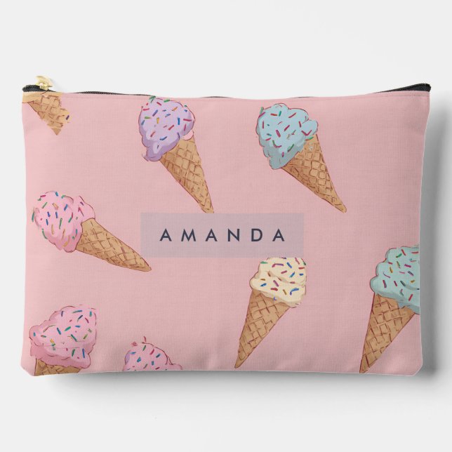 Personalized Cute Pastel Ice Cream  Accessory Pouch (Front)