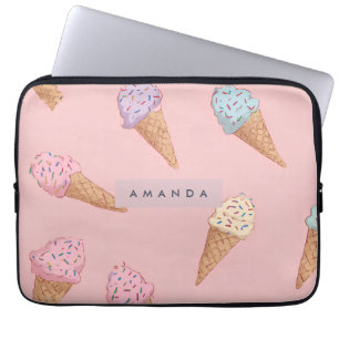 Personalized Cute Pastel Ice Cream Laptop Sleeve