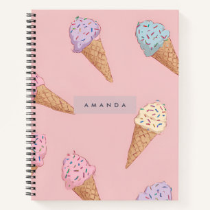 Personalized Cute Pastel Ice Cream Notebook