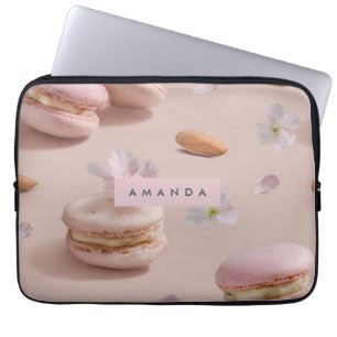 Personalized Cute Pastel Macaron Almond Flower Laptop Sleeve