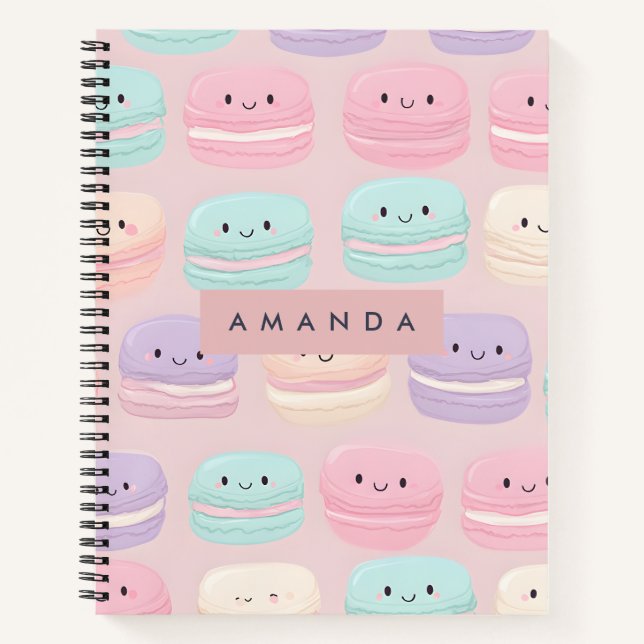 Personalized Cute Pastel Macaron Smile Notebook (Front)