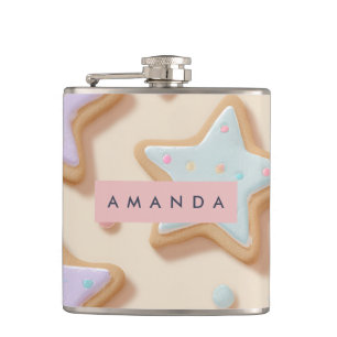 Personalized Cute Pastel Star Cookies Pattern Hip Flask