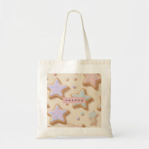 Personalized Cute Pastel Star Cookies Pattern Tote Bag