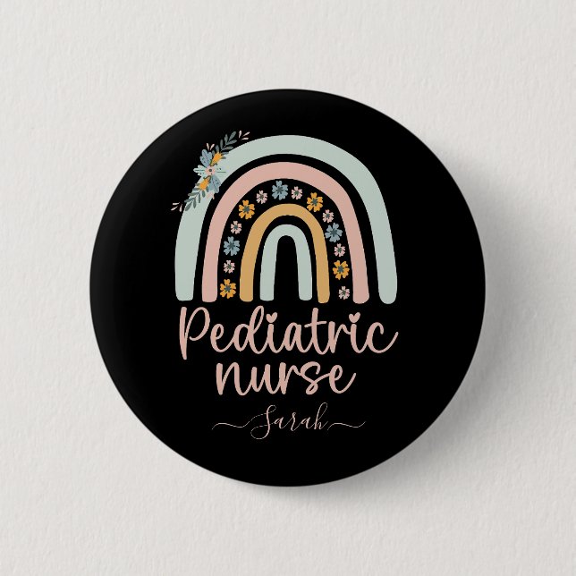 Personalized Cute Pediatric Nurse With Name 2 Inch Round Button (Front)