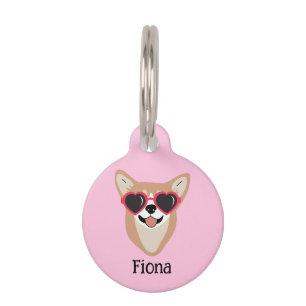 Personalized Cute Pembroke Welsh Corgi Pink Pet Tag