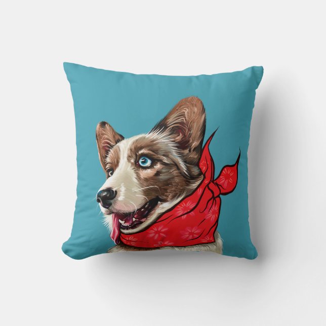 Personalized Cute Pembroke Welsh Corgi Throw Pillow (Front)