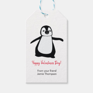 Personalized Cute Penguin Friend Kid's Valentine's Gift Tags