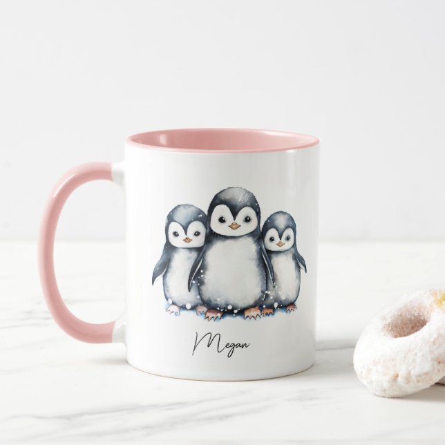 Personalized Cute Penguin Mug (With Donut)