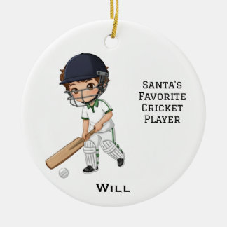 Personalized Cute Personalized Cricket Player Ceramic Ornament