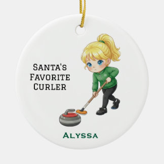 Personalized Cute Personalized Curler/Curling  Ceramic Ornament