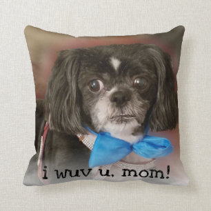 Personalized Cute Pet Photo I Wuv U Love Quote Throw Pillow