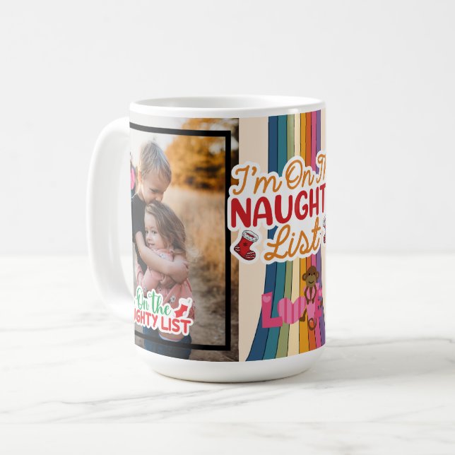 Personalized Cute Photo For Naughty List Christmas Coffee Mug (Front Left)